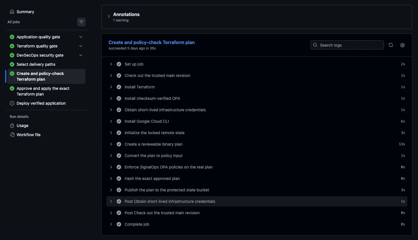 SignalDesk policy-checked Terraform plan